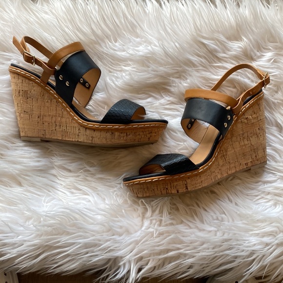 Coconuts by Matisse Black Cork Wedge Platform Sandals Size 10 - Picture 2 of 7